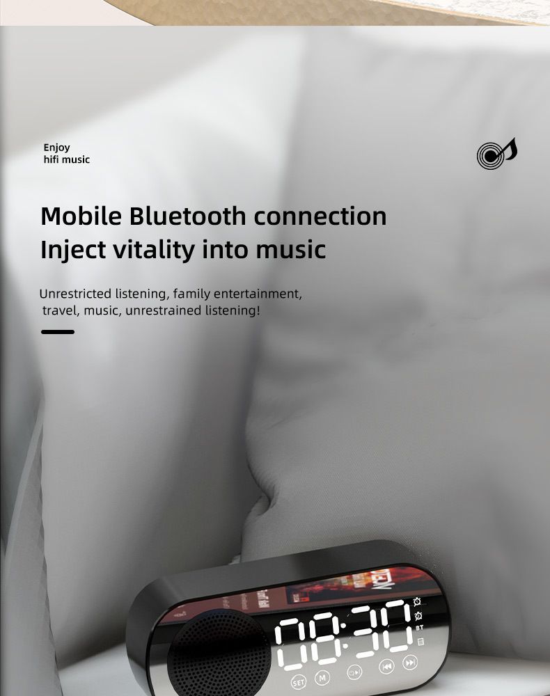 Nieuwe klok draadloze Bluetooth-kaartluidspreker thuiswekker draagbare mini-audioradio voor buiten_voghion.com