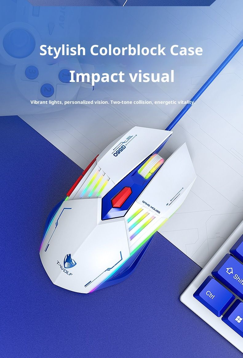 Digitex Digitex New Thunderwolf G560 Gaming With Light Wired Mechanical Mecha Computer Office Mouse Cross-Border_voghion.com