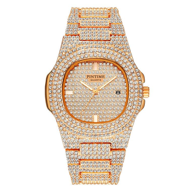 Stahlbanduhr Patek Diamantbesetzte Gypsophila Herren- und Damenuhren Kalender Quarzuhren Europäische und amerikanische beliebte Uhren Großhandel_voghion.com