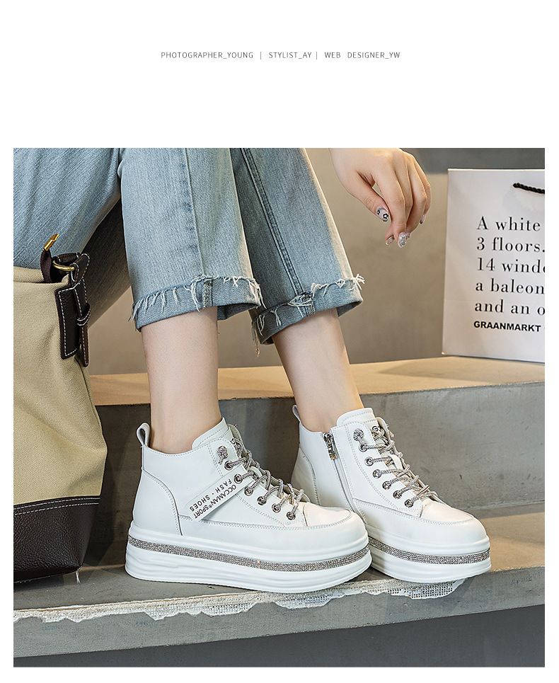 Herbst neue frauen schuhe plattform high-top kleine weiße schuhe strass weiß frühling und herbst Martin stiefel frauen herbst und winter_voghion.com