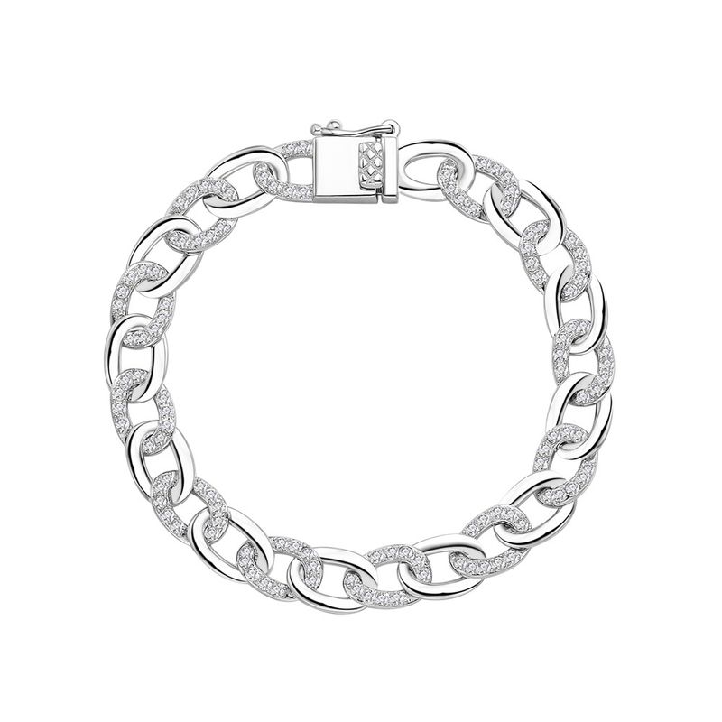 Bracciale a catena cubana hip-hop Zhenchengda unisex in argento puro, gioielli alla moda e personalità_voghion.com