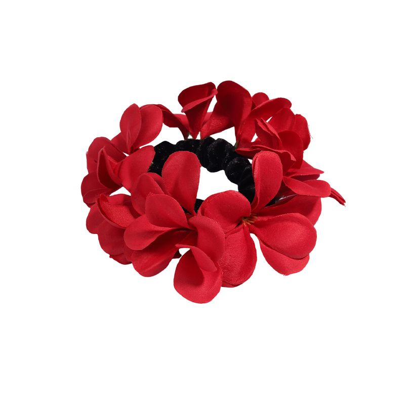 Elastico per capelli realistico Plumeria - Accessorio per capelli Boho Vacation Beach Girl Bun Elastico per capelli ad alta elasticità_voghion.com