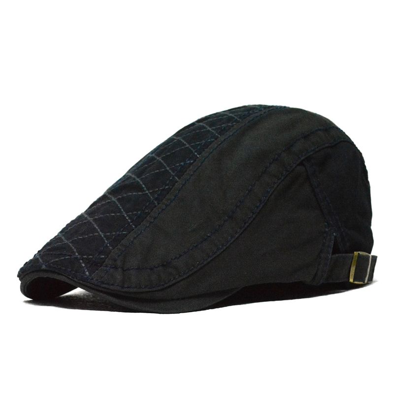 Verstellbare Zeitungsjungen-Baskenmütze für Herren im Farbblockdesign mit Nähten im britischen Stil, progressive Entenschnabelmütze für Jugendliche_voghion.com