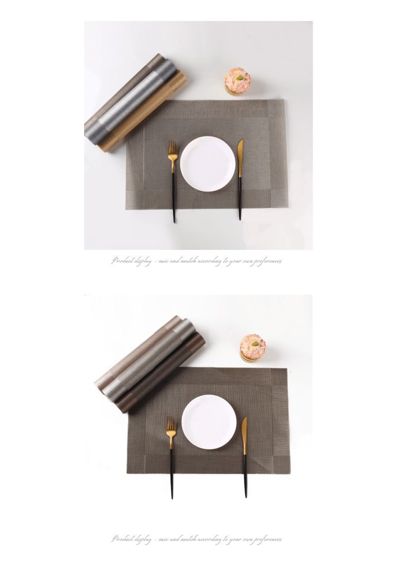 Ein Set mit 4 Tischsets – hitzebeständige und rutschfeste Tischsets für Esstische, waschbare und langlebige Tischsets aus gewebtem PVC-Vinyl_voghion.com