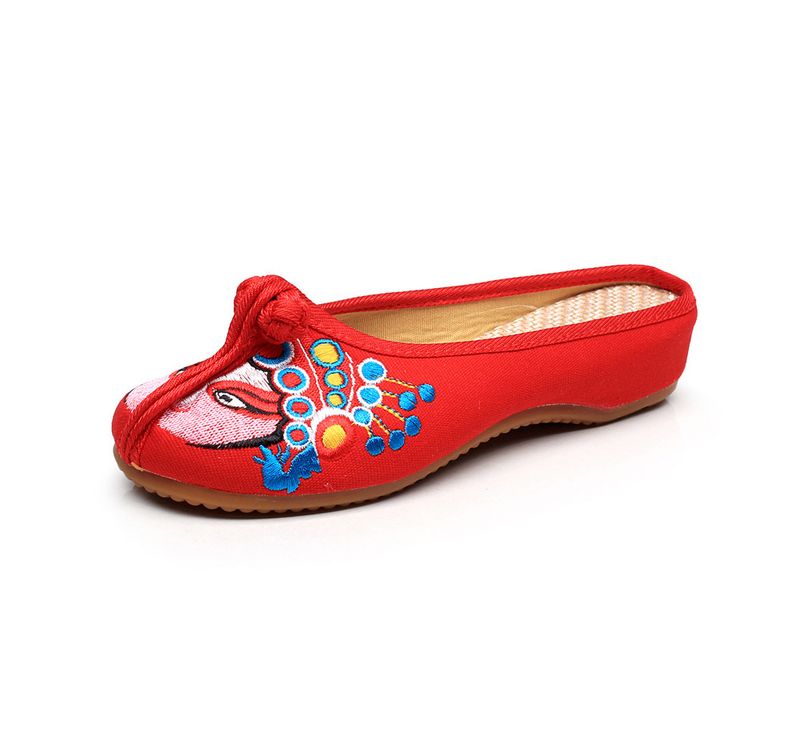 Hausschuhe Bestickte Stoffschuhe China-Chic Quintessence Gesichts-Make-up Blumige Damensandalen_voghion.com