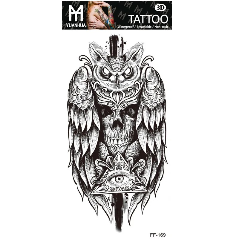 Impermeabile tatuaggio temporaneo finto braccio superiore testa di lupo umano totem testo arabo tatuaggio finto una tantum adesivi maschio femmina ragazzo ragazza_voghion.com