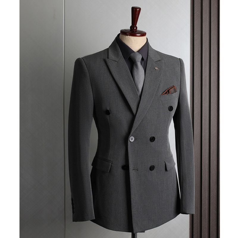 Herrenbekleidung Anzug Zweireihig Herren, Formelle Kleidung Business, Freizeit, Mode, Koreanische Version, Slim Fit, Große Größe, Bankett, Hochzeit, Klein_voghion.com