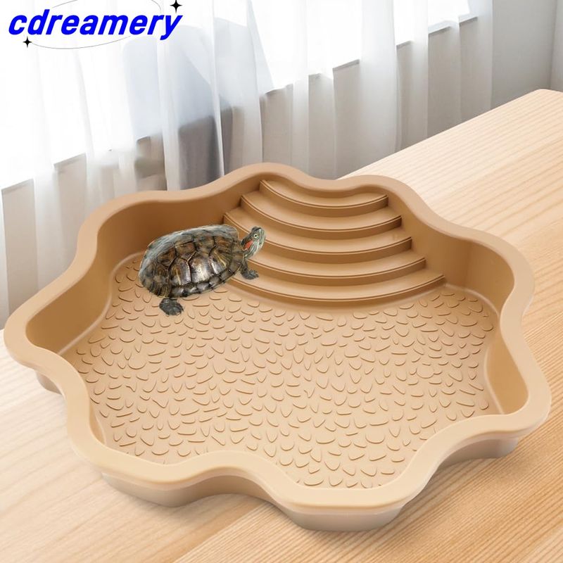Aquatische Klettern Haustier Schildkröte Bad Pool Reptil Fütterung Gericht Wasser Topf Landschaft Aquarium Dekoration Schildkröte Lebensraum_voghion.com