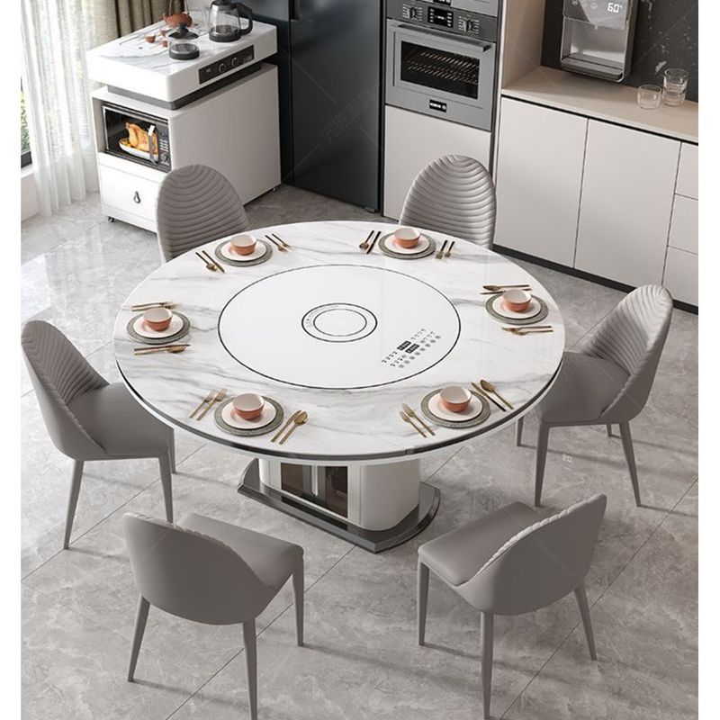 2025 New Model Island Extendable Modern Simple With Tea Brewing Induction Cooker Light Luxury Rock Board Dining Table_voghion.com