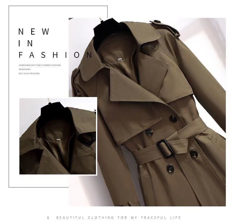 2024 nieuwe dames trenchcoat in Koreaanse stijl, medium tot lang, klein chique design, high-end gevoel, vroege herfst en winter,_voghion.com