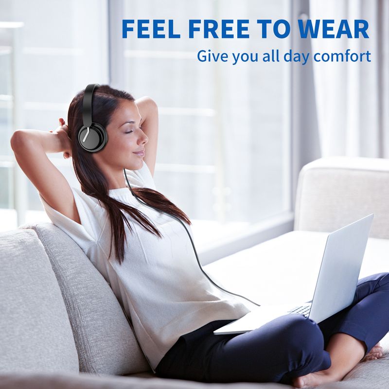 EH10 Professional Wired Headset With USB – 50mm Drivers, Noise-Canceling Mic For Call Centers, Gaming, Office (Black)_voghion.com