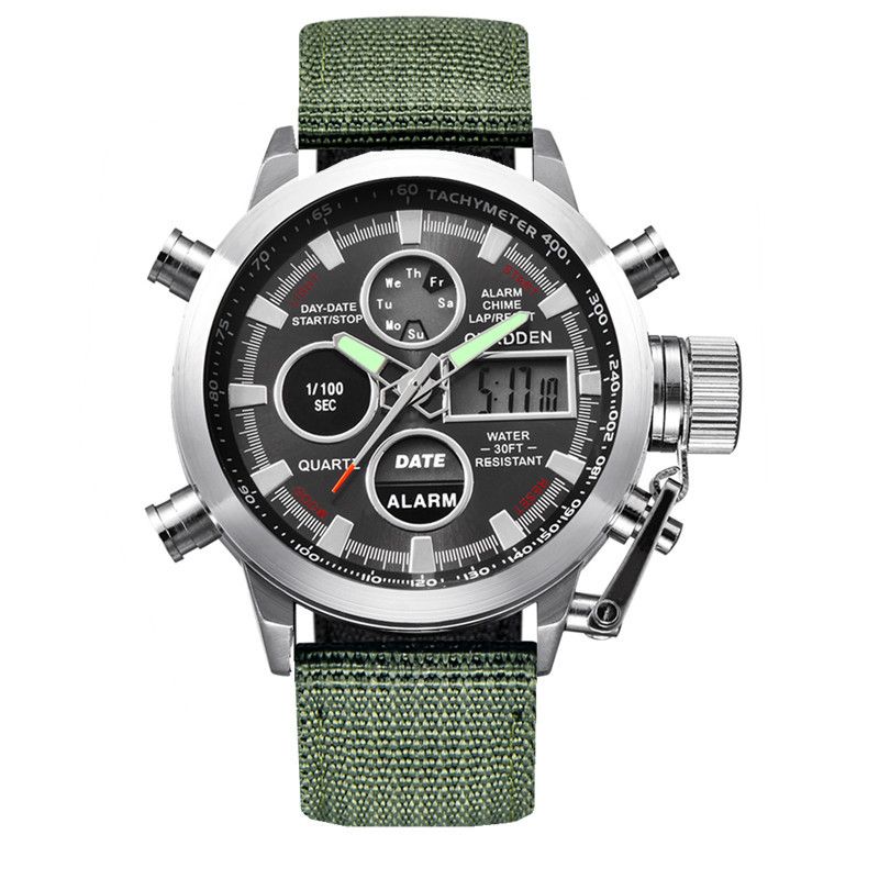 Men's Sport Watch With Analog-Digital Display, GMT Function, Date & Week Indicator, Luminous Hands, PU Leather Strap, Alloy Case_voghion.com