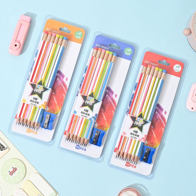 QY Kinderstifte für die Schule – 12er-Pack HB-Bleistifte aus buntem Holz mit lustigen Designs, perfekt für Erstklässler und Grundschüler_voghion.com