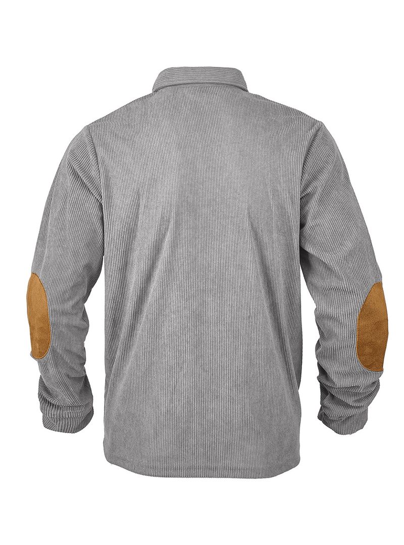 Cord-Poloshirt für Herren – Streetwear-Sweatshirt zum Knöpfen in Grau, Schwarz und mehr Herrenbekleidung_voghion.com