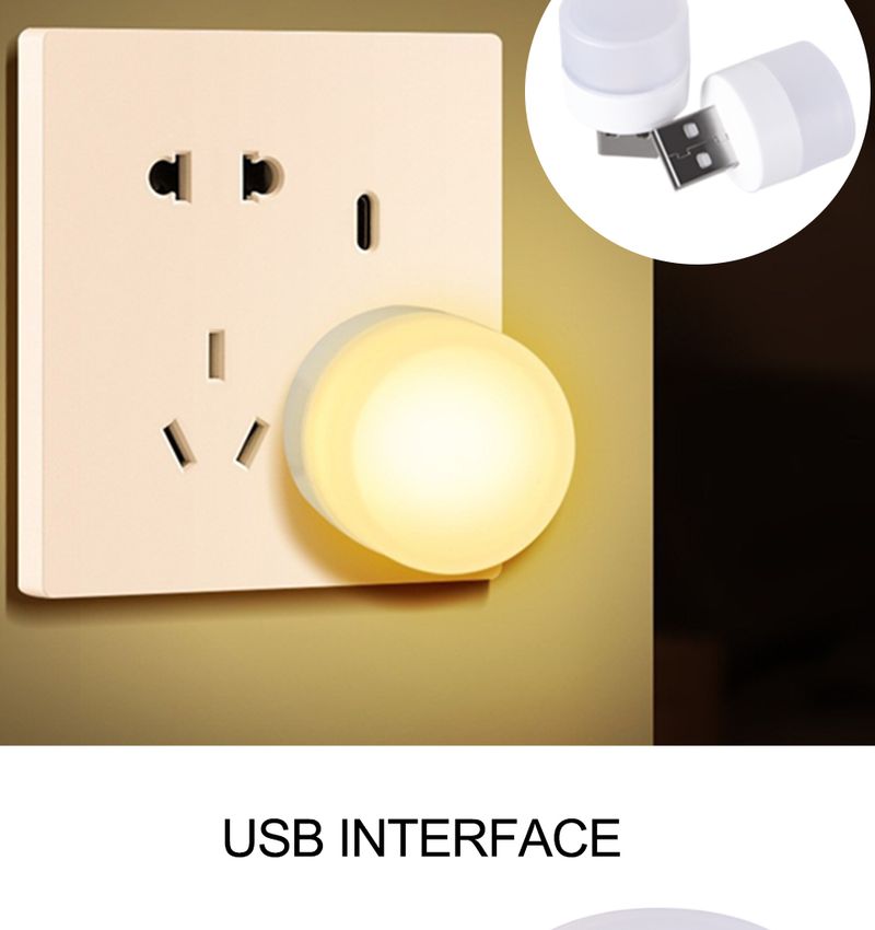 5 Pcs USB LED Plug Lamp 1W Super Bright Eye Protection USB Book Light Computer Mobile Power Charging USB LED Night Light_voghion.com