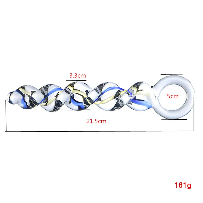 Giocattoli Plug anale a spirale in vetro Stimolazione vaginale Punto G Massaggiatore per la prostata Bu 220822_voghion.com