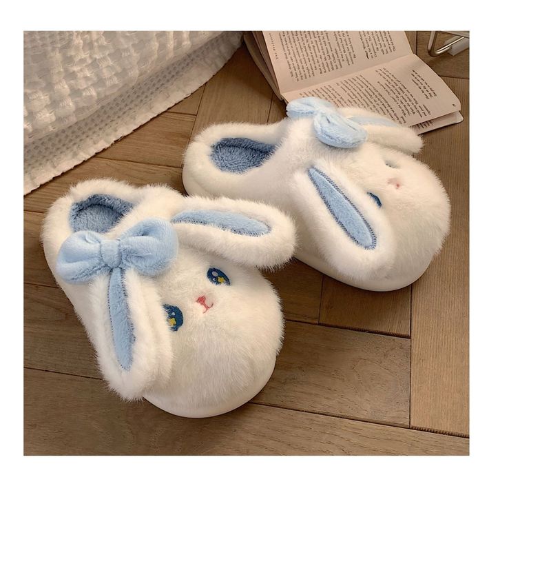 Pantofole autunnali e invernali per la casa e l'interno, con suola morbida, modello Baotou, da donna, in cotone e peluche, con simpatico coniglietto giapponese_voghion.com