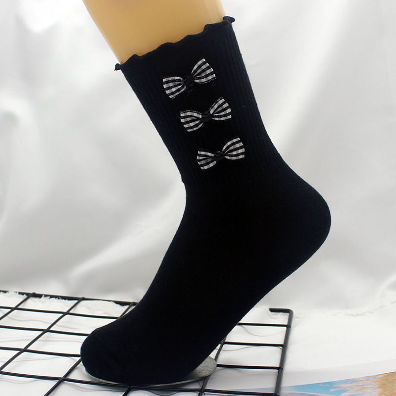 Calzini Nuovi Calzini Lolita Calzini da principessa morbidi e carini da donna Calzini tubolari in pizzo Calzini da donna con fiocco bianco e nero_voghion.com