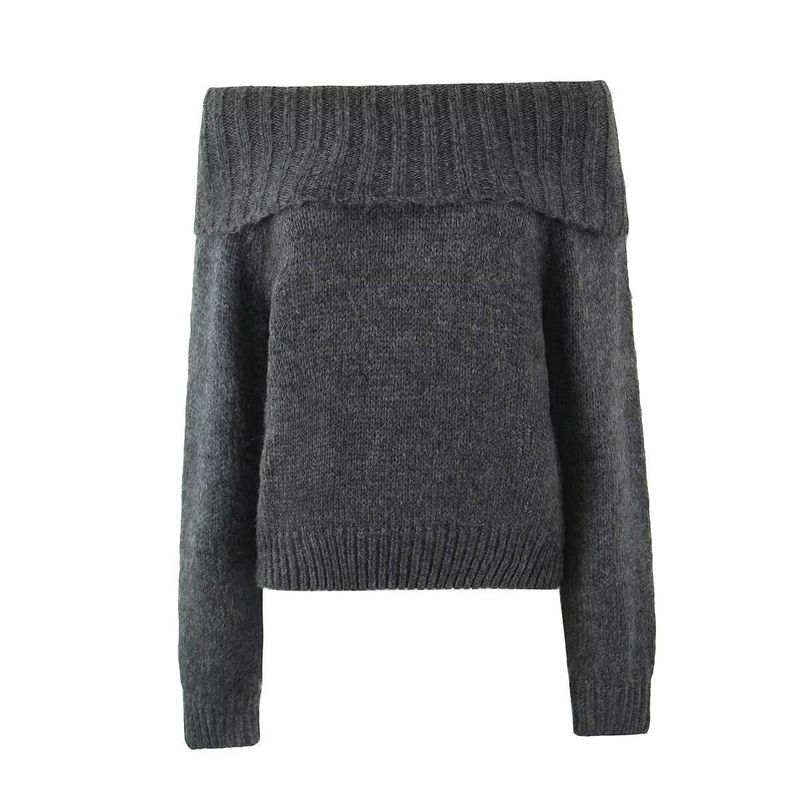 2024 Herbst neuer urbaner Stil, vielseitiger russischer Off-Shoulder-Pullover, Strickpullover_voghion.com