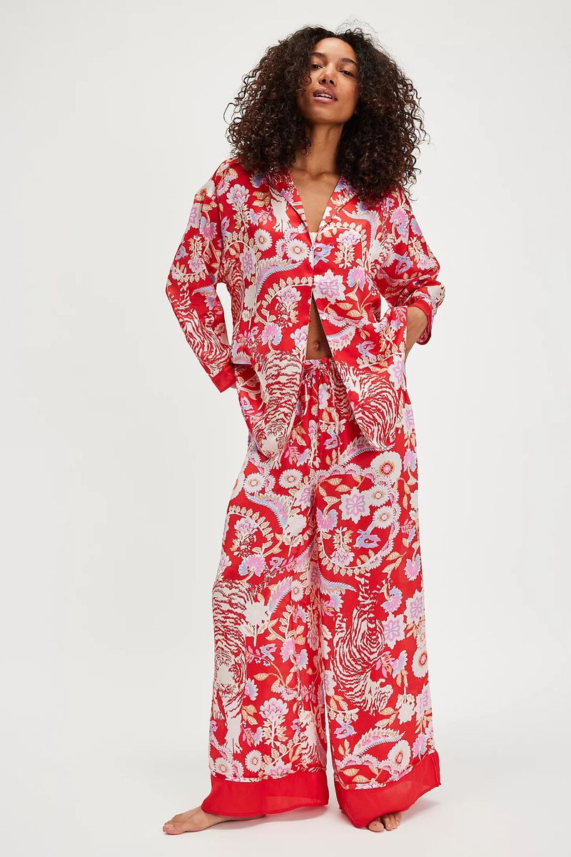 Women's Sleepwears Silk Satin Printed Home Clothes Suit Home Clothes Suit_voghion.com