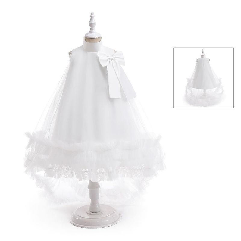 Kinderkleid mit Schwanzrock, Netzschleife, ärmellosem Smokingrock, Klavierspielkleid für Kinder_voghion.com