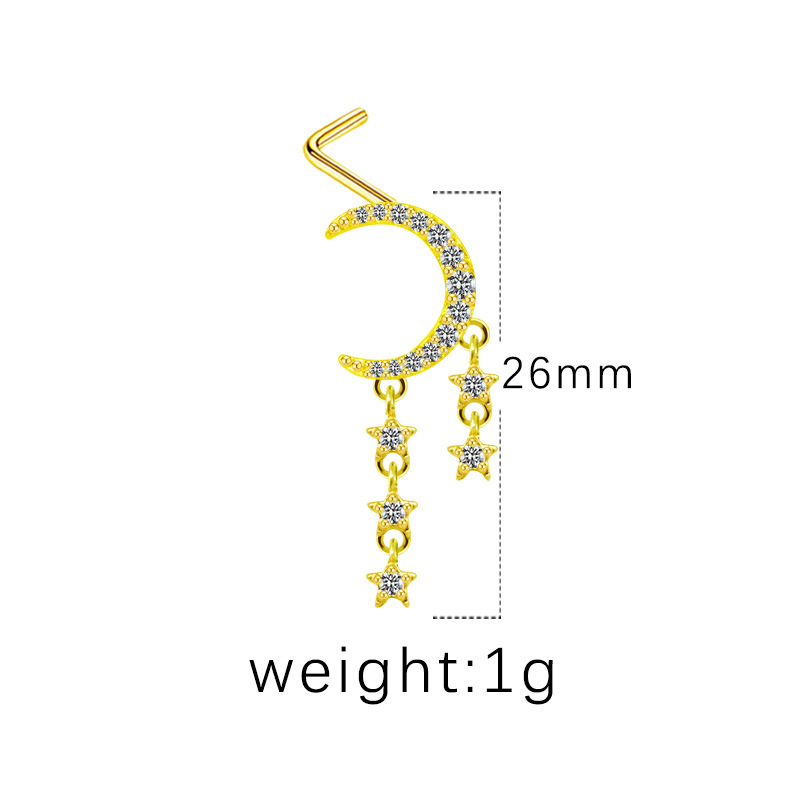 Piercing pentru nas, unghie de nas în formă de inimă, pandantiv cu cinci stele, diamant transfrontalier european și american, unghie de nas, unghie de nas, știft pentru nas_voghion.com