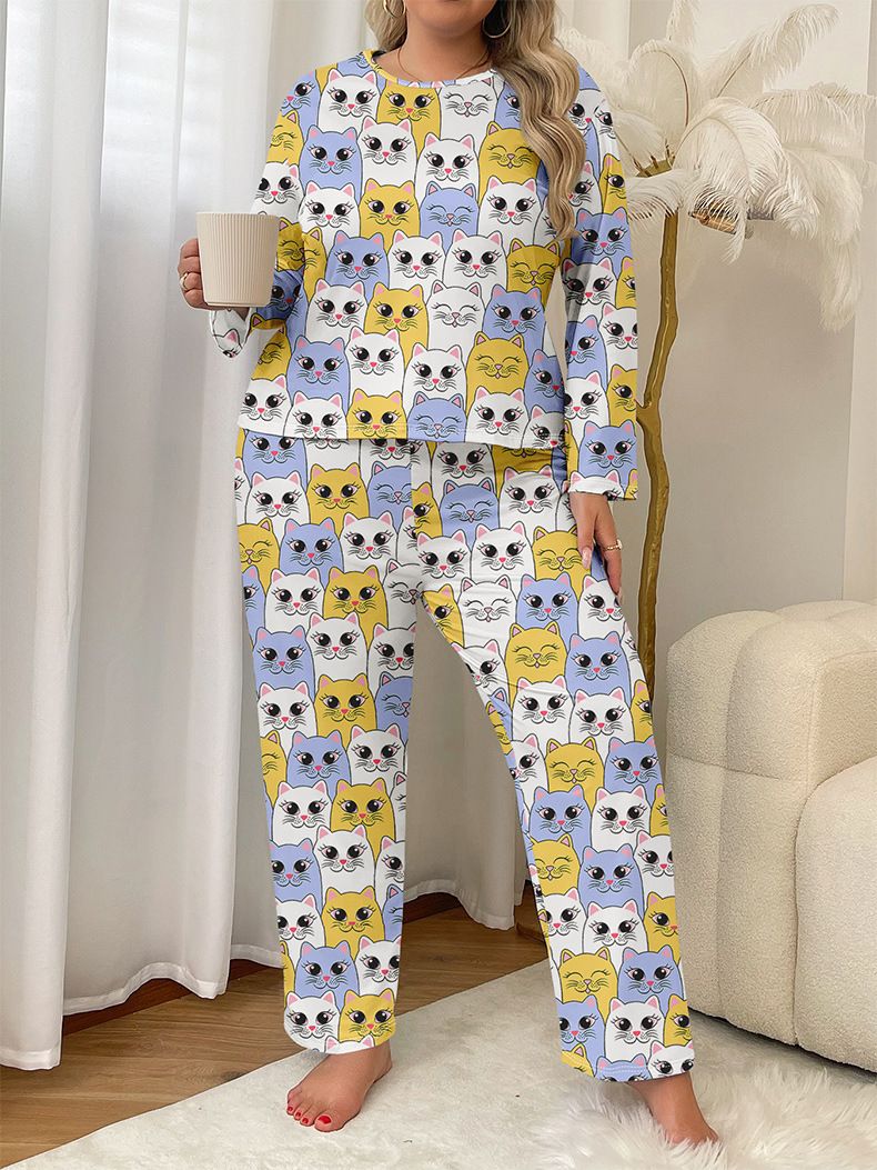 Dames Nachtkleding Herfst Stijl Melk Zijden Pyjama Dames Thuis Kleding Plus Size Casual Lange Mouwen Broek Pak_voghion.com