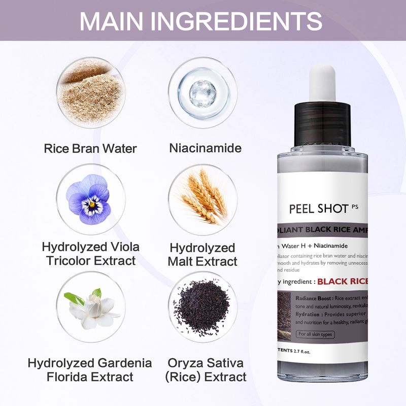 Schwarz-Weiß-Reis-Essenz, feuchtigkeitsspendend, feuchtigkeitsspendend, peelend, pflegende Haut, 80 ml_voghion.com