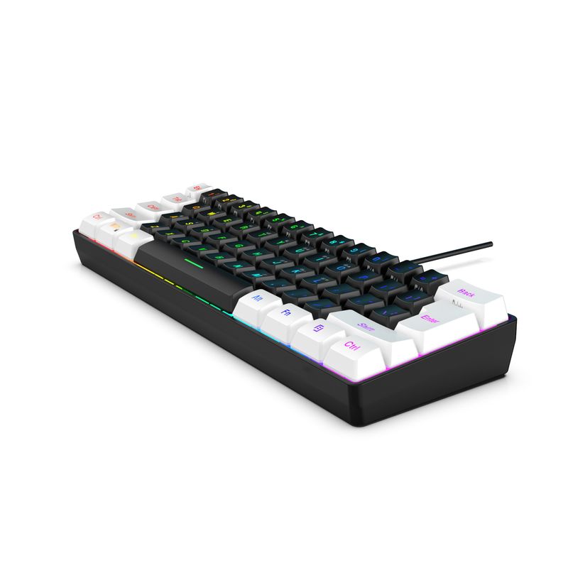 Tastiera sottile cablata da 61 tasti, bianca e nera, compatta, per giochi, tastiera meccanica portatile, notebook, desktop_voghion.com