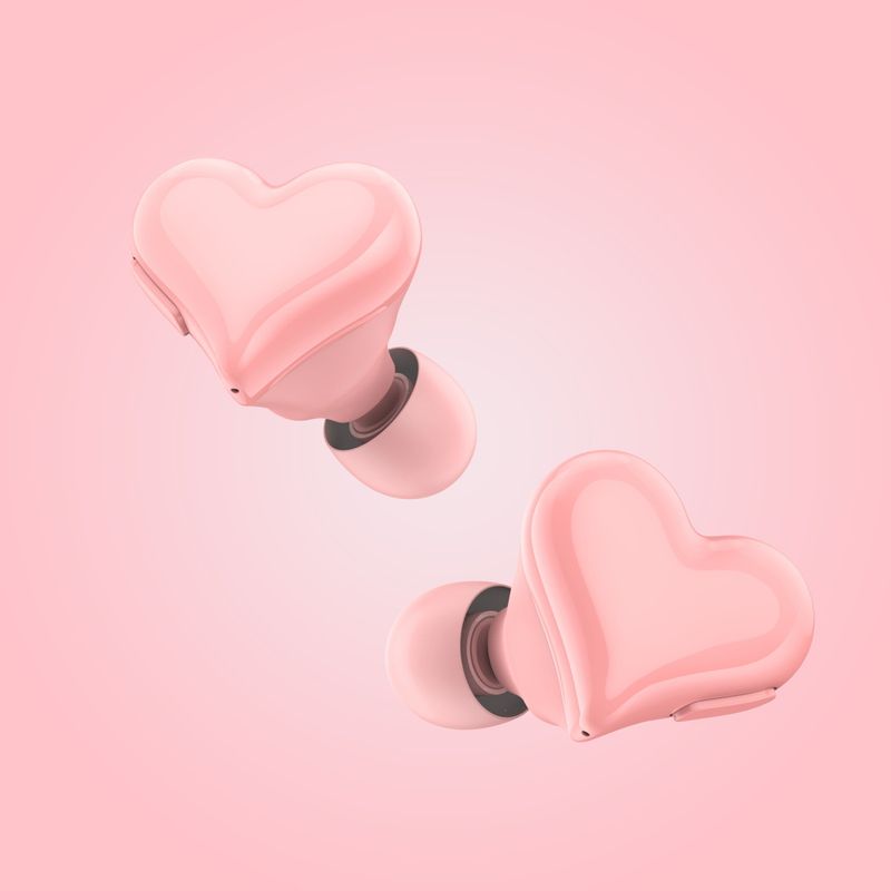 New Heart-shaped Cute Girls Wireless Bluetooth Earphones With Colorful Lights_voghion.com