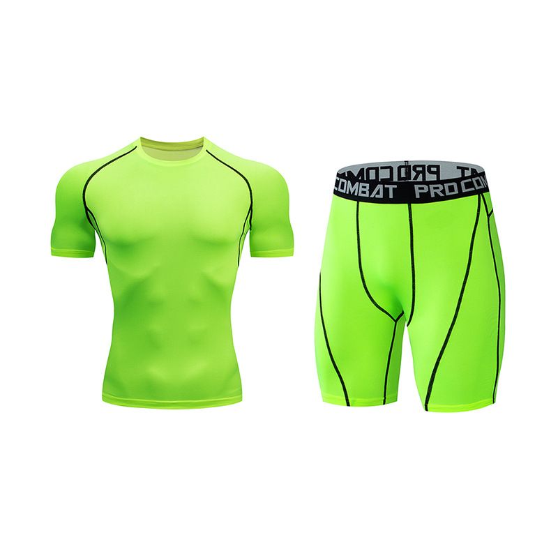 LazyZoom Ensemble de shorts de sport respirants à manches courtes et colorés, à séchage rapide, pour le fitness, la compression et le yoga, taille asiatique_voghion.com