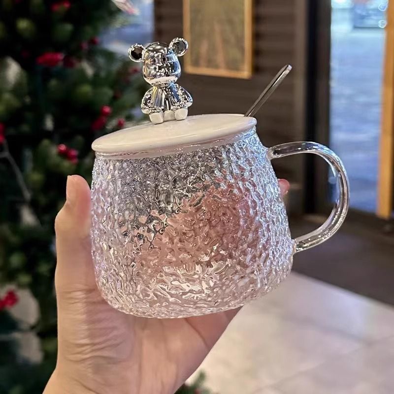Bär Hochwertiger Blumentee Einfaches Glas mit Deckel Haushaltsbecher Wasserbecher_voghion.com