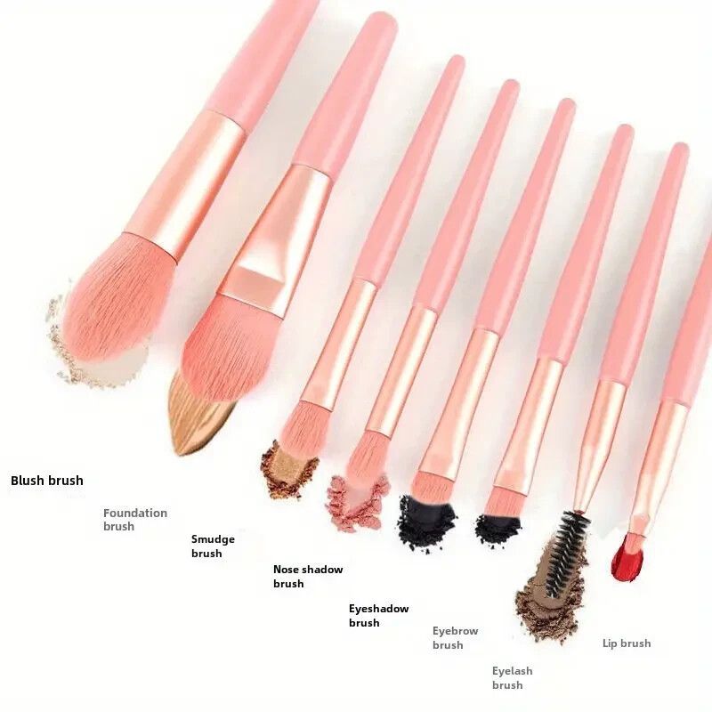 8x Make-Up Pinsel Set Foundation Blush Lidschatten Lip Pinsel Make-Up Tasche Fall_voghion.com
