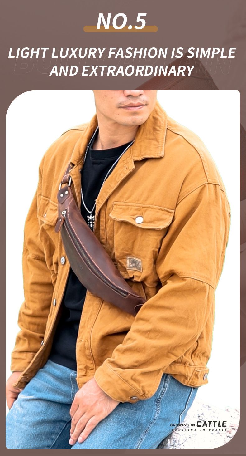 Captain Niu leather goods retro crazy horse leather men's waist bag trendy genuine leather men's bag_voghion.com