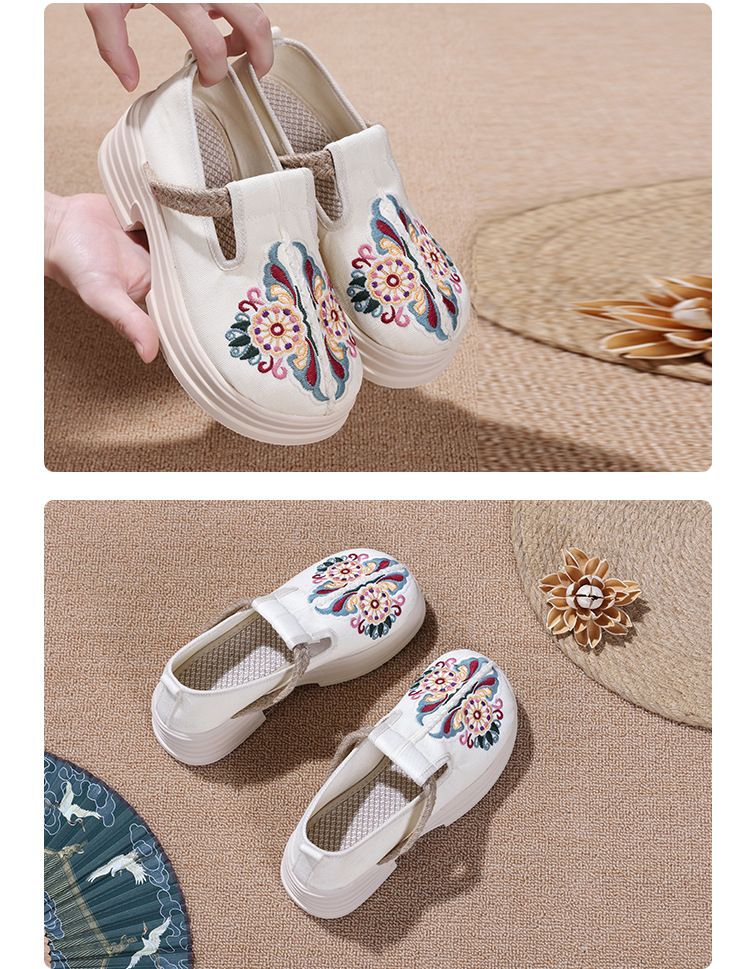 Damenschuhe Bestickte Schuhe Rindsledersohle High Heel Damenschuhe Retro-Stil Ethno-Stil Chinesischer Stil Bestickte Damenschuhe_voghion.com