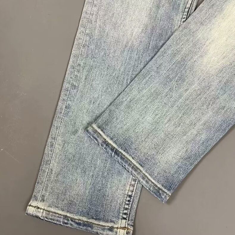 Abbigliamento maschile Jeans retrò ricamati lavati Pantaloni dritti elasticizzati casual slim di alta qualità alla moda da uomo_voghion.com