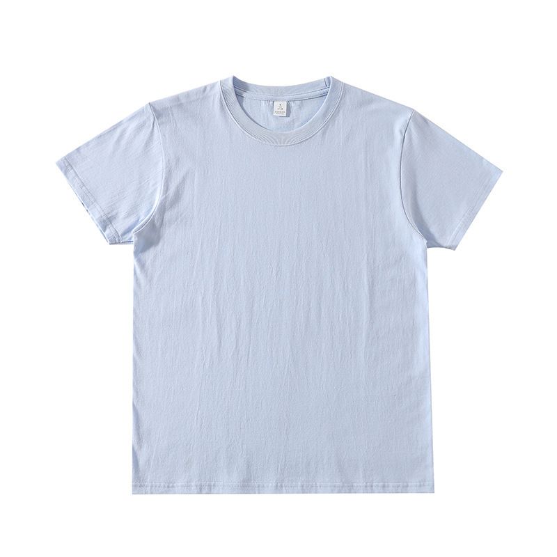 2025d 210g White T-Shirt Short Sleeve Unisex Base Shirt Regular Shoulder Inner Wear Summer Loose Cotton Solid Color Top Lazy_voghion.com