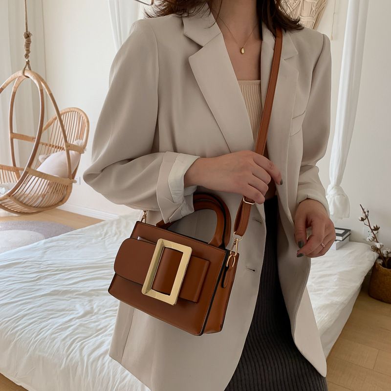 Piccola borsa quadrata per donna 2020, nuova borsa a tracolla alla moda coreana, tinta unita, con texture_voghion.com