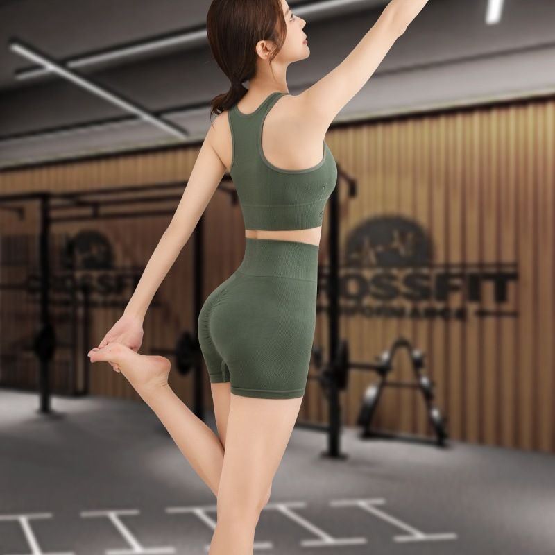 Completo da donna con protezioni per il petto, completo sportivo casual da due pezzi per yoga, fitness, corsa e dimagrimento, reggiseno taglie forti_voghion.com