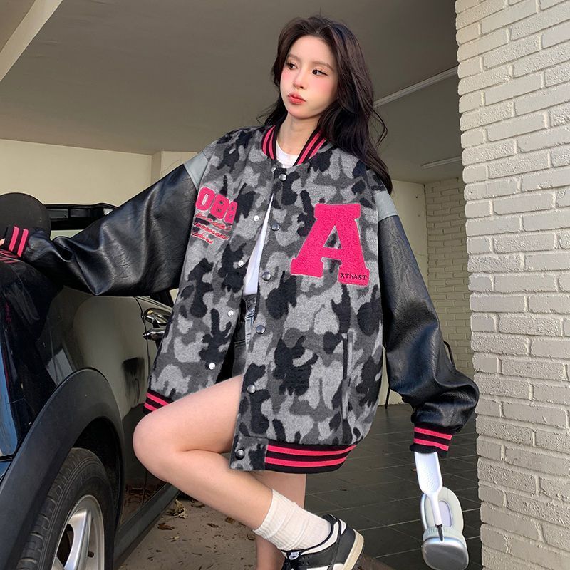 Giacca versatile in stile americano, nuova, ampia e ampia, per ragazze, primavera-autunno 2023, da baseball, per studenti delle scuole medie e superiori_voghion.com