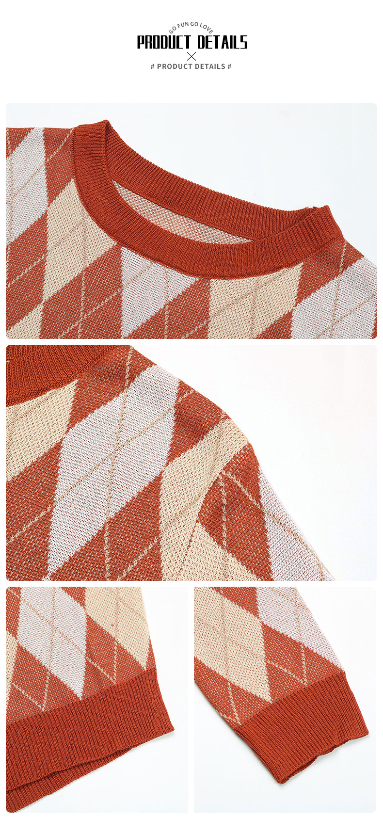 Pullover maglione a maniche lunghe con collo rotondo lavorato a maglia corta con diamanti_voghion.com