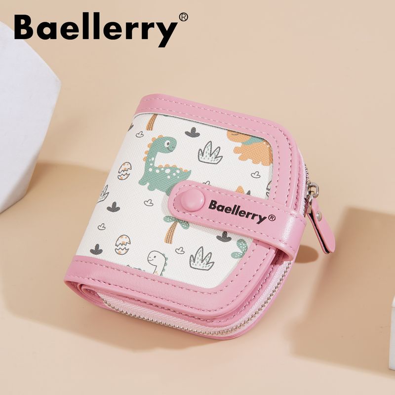 New Women's Short Wallet Korean Version Niche Cartoon Print Mini Zipper Coin Purse_voghion.com