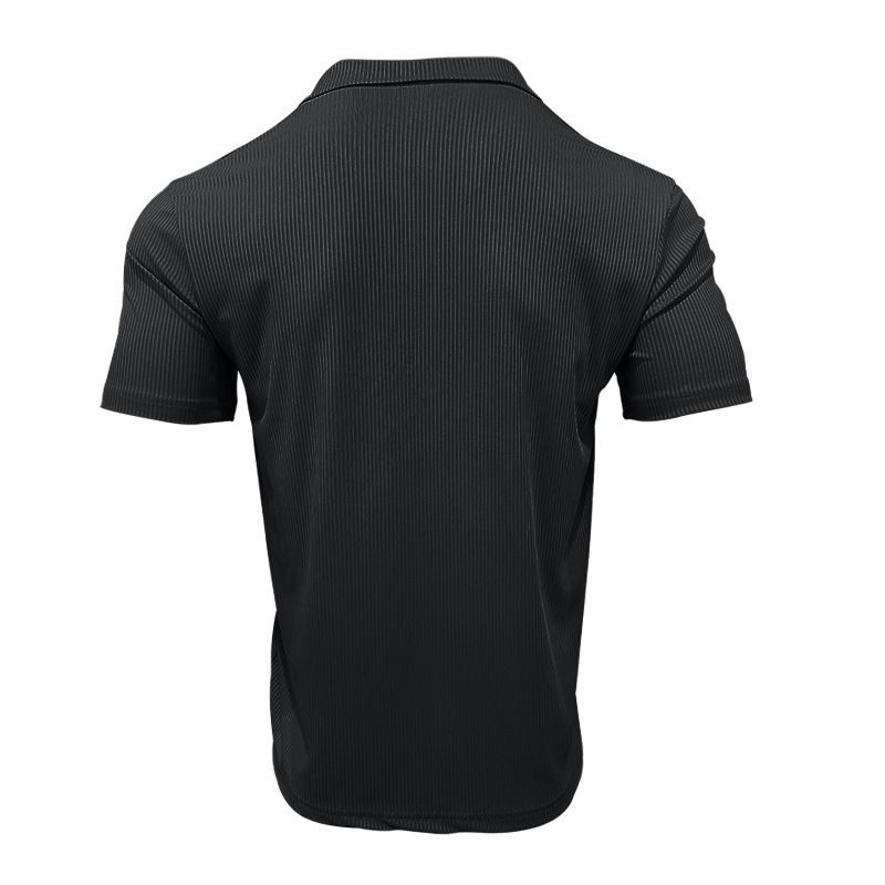 2024 Sommer Neues Hemd Reißverschluss Streifenkleid Lässiges Polokragen Kurzarm Herren T-Shirt_voghion.com