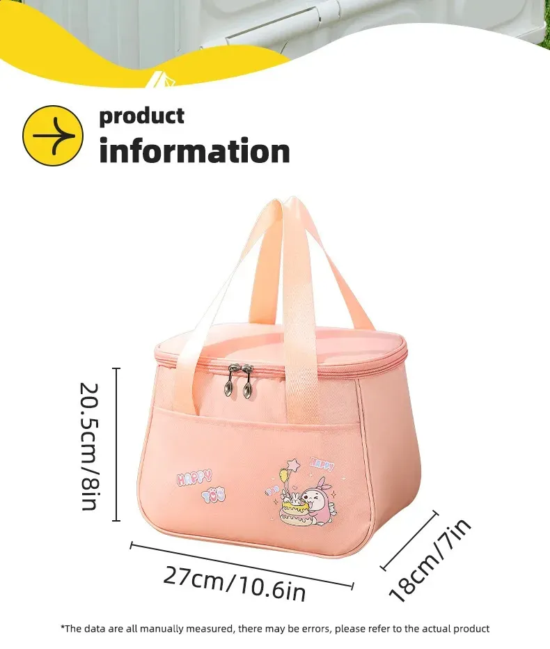 Women Insulated Lunch Bag Reusable Tote Cute Cartoon Portable Box Refrigerated Suitable For Travel And Picni 250318l_voghion.com