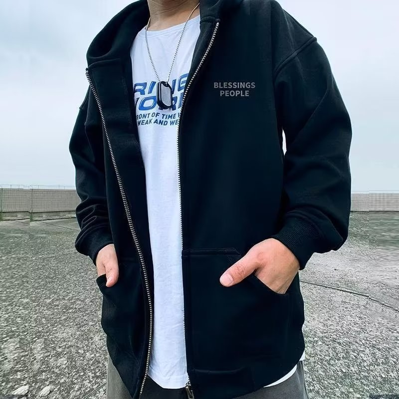New zippered hoodie men's winter cardigan oversized loose plush hooded jacket 8XL_voghion.com