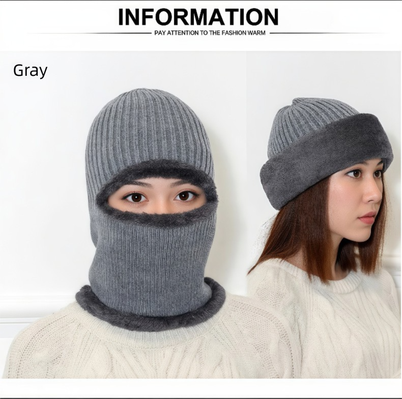 Sciarpa con cappuccio monopezzo per ciclismo autunno inverno all'aperto antivento protezione dal freddo paraorecchie pile spesso caldo cappello lavorato a maglia_voghion.com