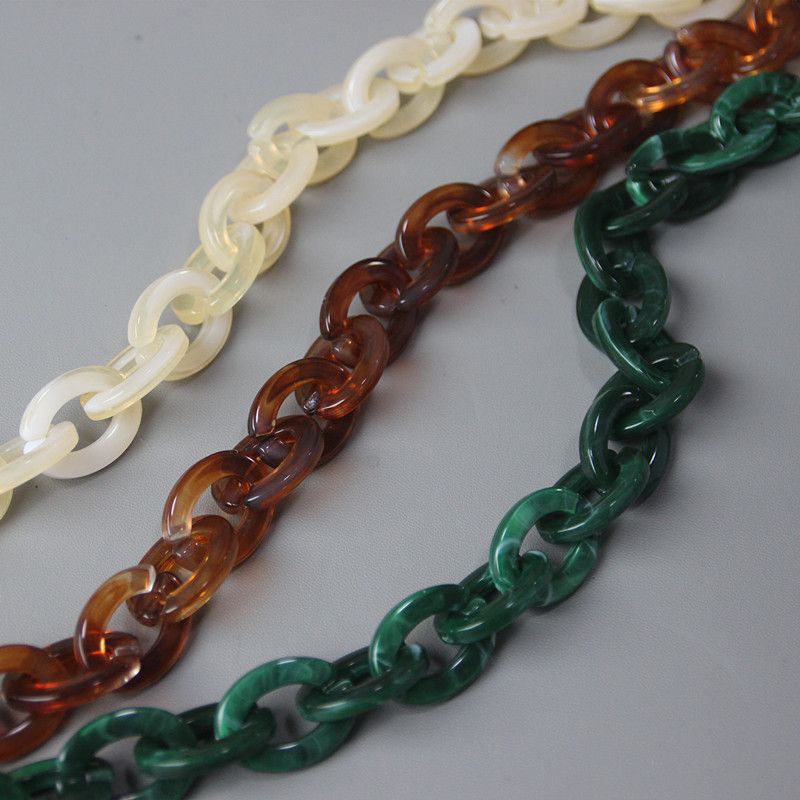 Runde bunte Acrylharz-Farbblock-Handarbeit für Damen, abnehmbare dicke Taschendekorationskette_voghion.com