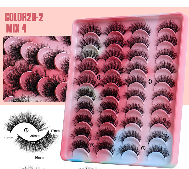 Lash extension set 20 pairs of Mixed High mink Hair False Eyelashes Fried Fur Thick natural eyelashes_voghion.com