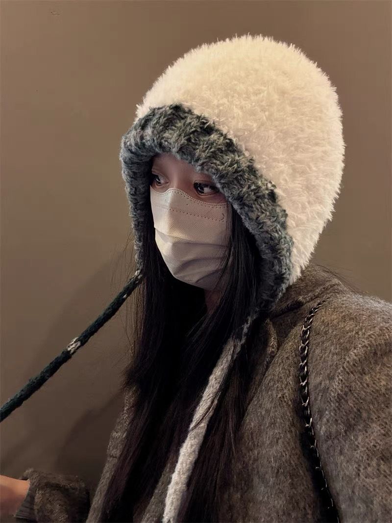 2024 Nuovo cappello lavorato a maglia con testa grande fatto a mano per bambini autunno e inverno, cappello lavorato a maglia con protezione per le orecchie caldo e spesso, mostra le dimensioni del viso_voghion.com