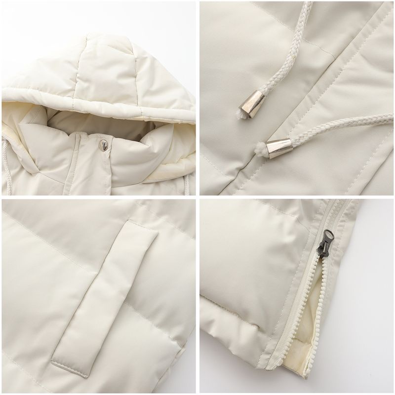 Women's Long Sleeveless Hooded Vest With Zip Front, Quilted Padded Jacket For Winter, Casual Outerwear In Solid Colors_voghion.com